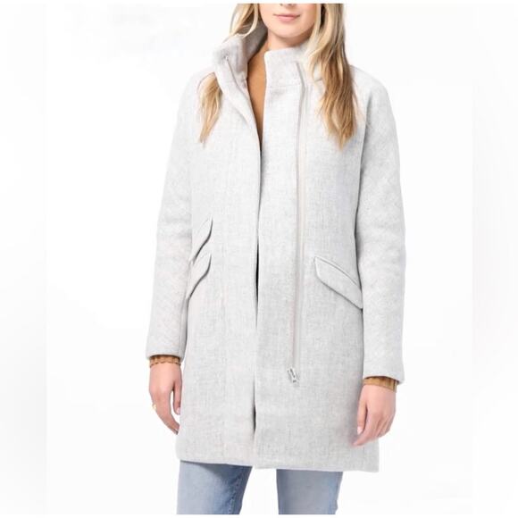 J.CREW Light Gray COCOON Nello Gori Italian Stadium-Cloth Wool Blend COAT Size 0 - Picture 2 of 12